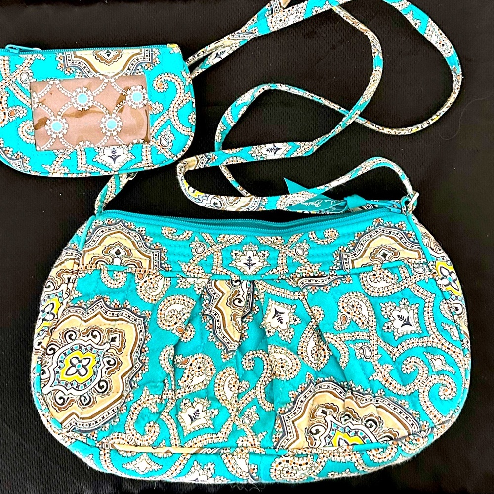 Vera Bradley, vintage, small purse, in turquoise, including card holder. NWOT.